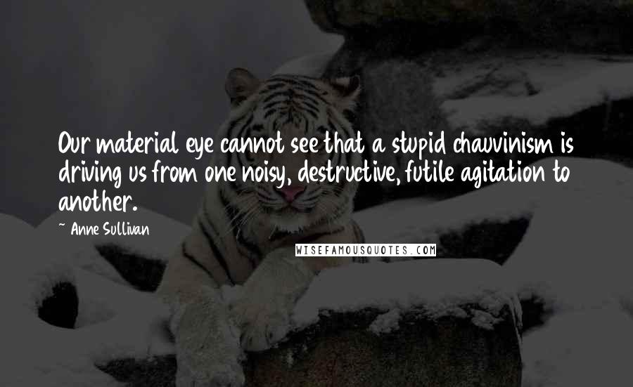 Anne Sullivan Quotes: Our material eye cannot see that a stupid chauvinism is driving us from one noisy, destructive, futile agitation to another.