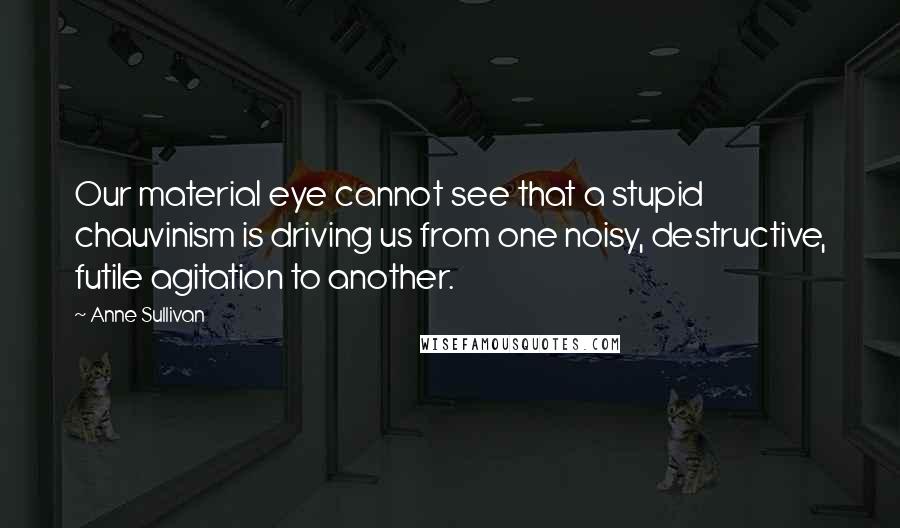 Anne Sullivan Quotes: Our material eye cannot see that a stupid chauvinism is driving us from one noisy, destructive, futile agitation to another.