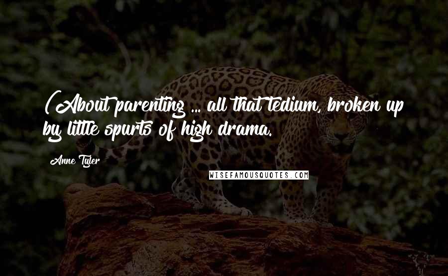 Anne Tyler Quotes: (About parenting ... all that tedium, broken up by little spurts of high drama.