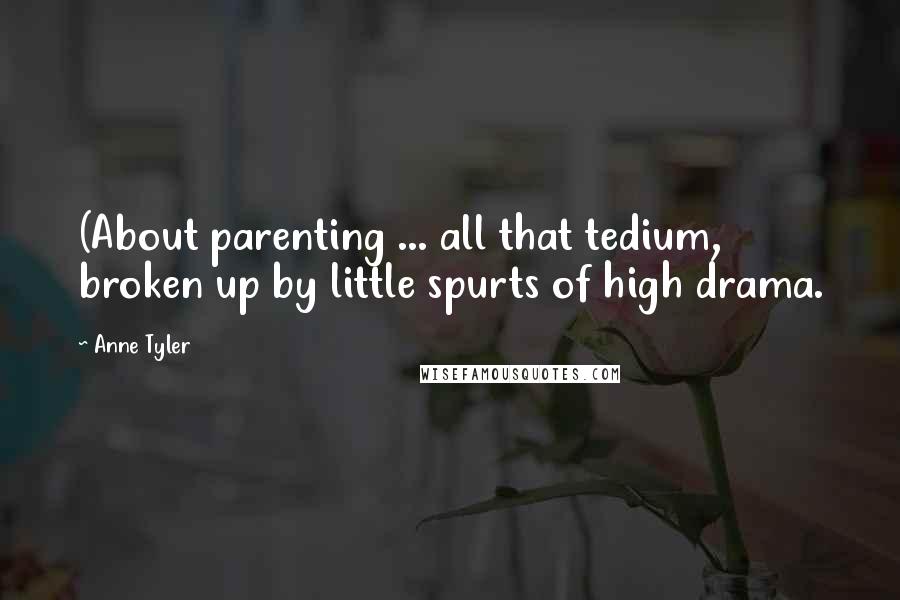 Anne Tyler Quotes: (About parenting ... all that tedium, broken up by little spurts of high drama.