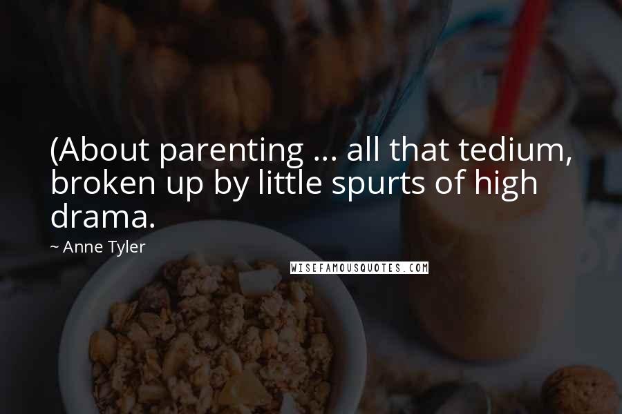 Anne Tyler Quotes: (About parenting ... all that tedium, broken up by little spurts of high drama.