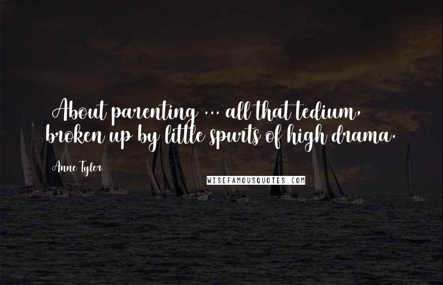 Anne Tyler Quotes: (About parenting ... all that tedium, broken up by little spurts of high drama.