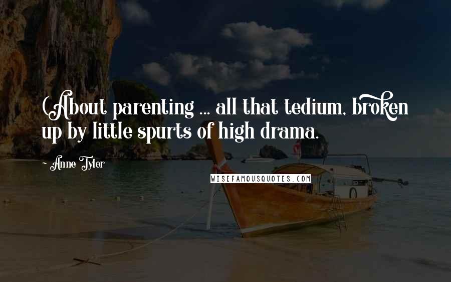 Anne Tyler Quotes: (About parenting ... all that tedium, broken up by little spurts of high drama.