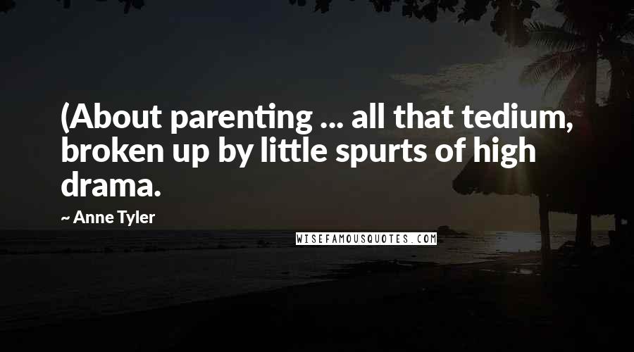 Anne Tyler Quotes: (About parenting ... all that tedium, broken up by little spurts of high drama.