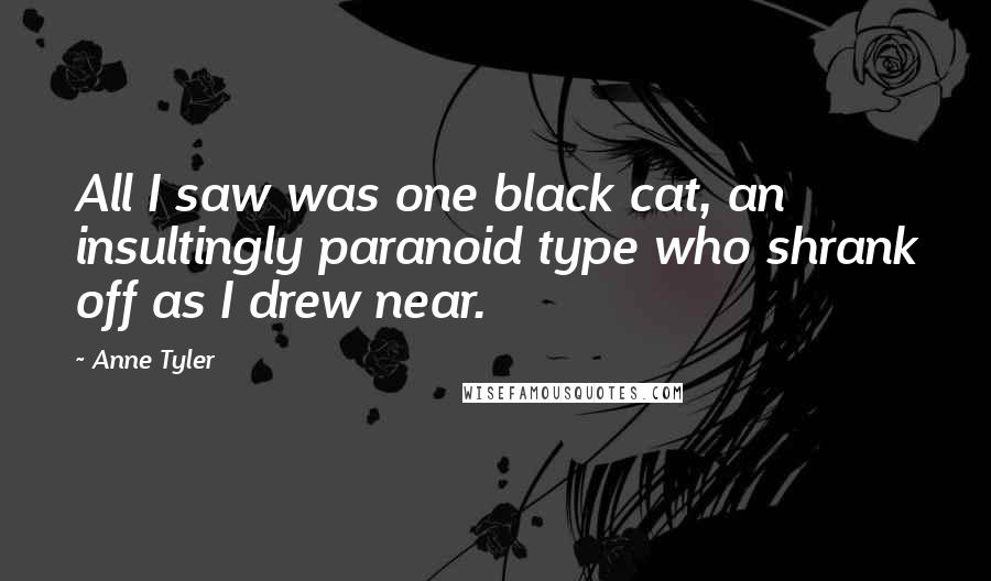 Anne Tyler Quotes: All I saw was one black cat, an insultingly paranoid type who shrank off as I drew near.