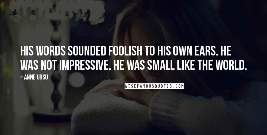 Anne Ursu Quotes: His words sounded foolish to his own ears. He was not impressive. He was small like the world.