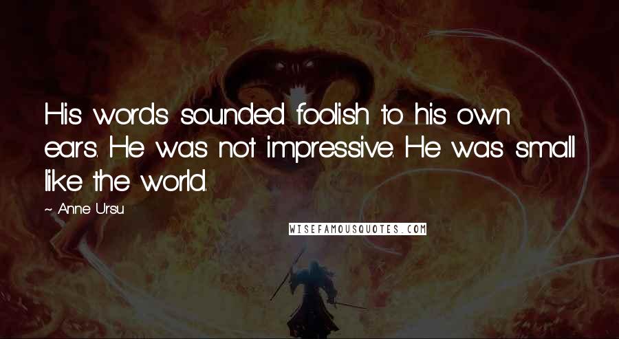 Anne Ursu Quotes: His words sounded foolish to his own ears. He was not impressive. He was small like the world.
