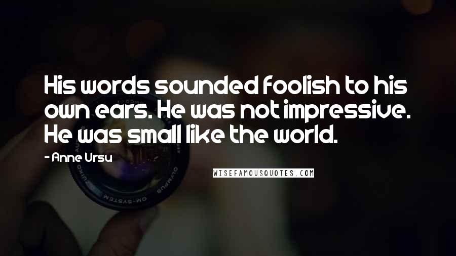 Anne Ursu Quotes: His words sounded foolish to his own ears. He was not impressive. He was small like the world.