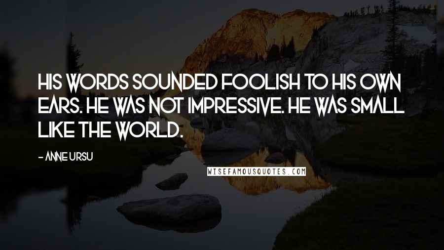 Anne Ursu Quotes: His words sounded foolish to his own ears. He was not impressive. He was small like the world.