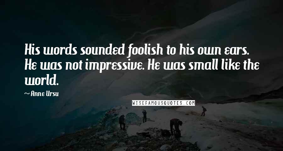 Anne Ursu Quotes: His words sounded foolish to his own ears. He was not impressive. He was small like the world.