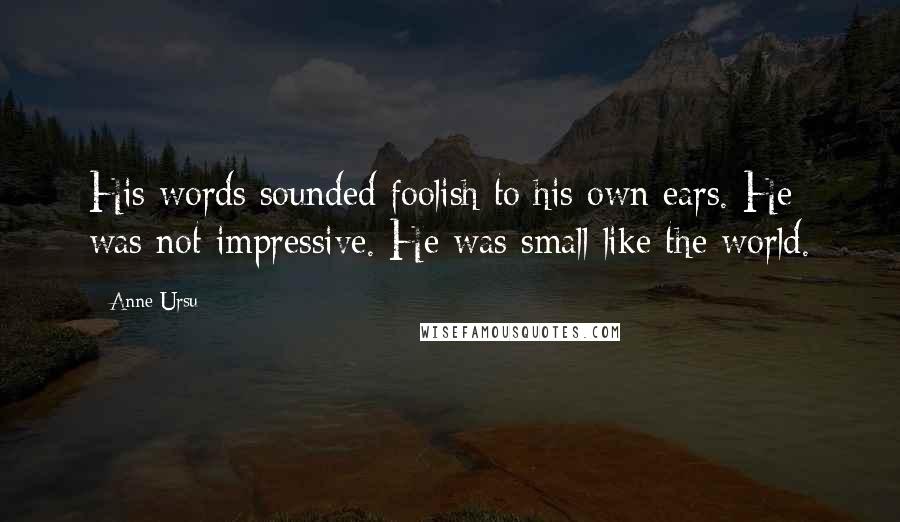 Anne Ursu Quotes: His words sounded foolish to his own ears. He was not impressive. He was small like the world.