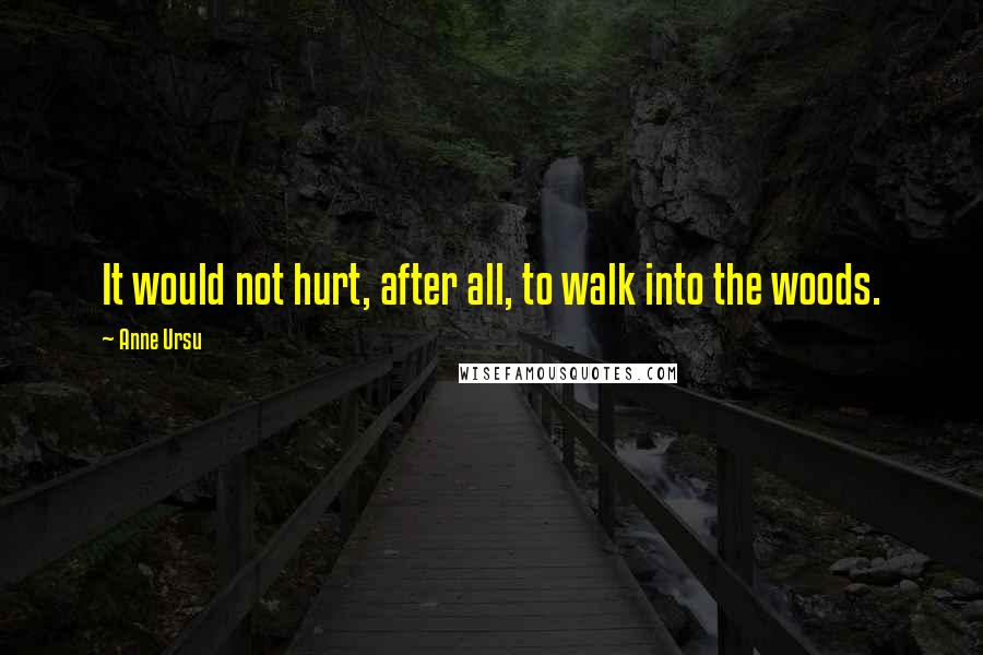 Anne Ursu Quotes: It would not hurt, after all, to walk into the woods.