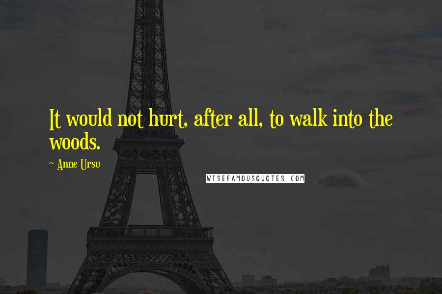 Anne Ursu Quotes: It would not hurt, after all, to walk into the woods.