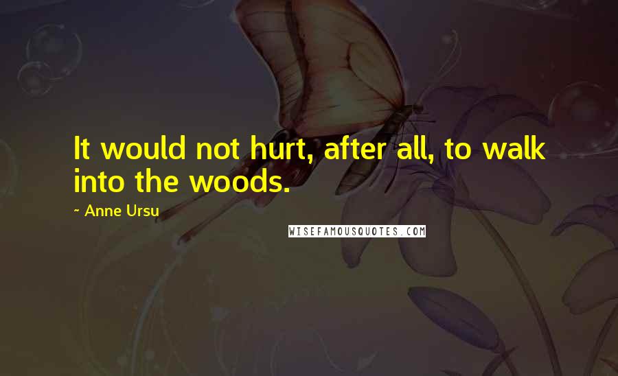 Anne Ursu Quotes: It would not hurt, after all, to walk into the woods.