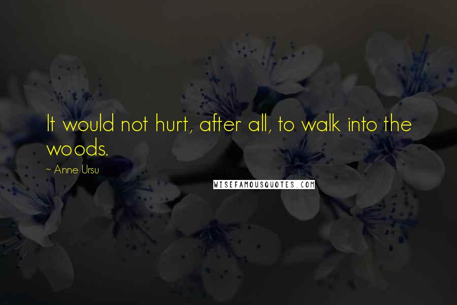 Anne Ursu Quotes: It would not hurt, after all, to walk into the woods.