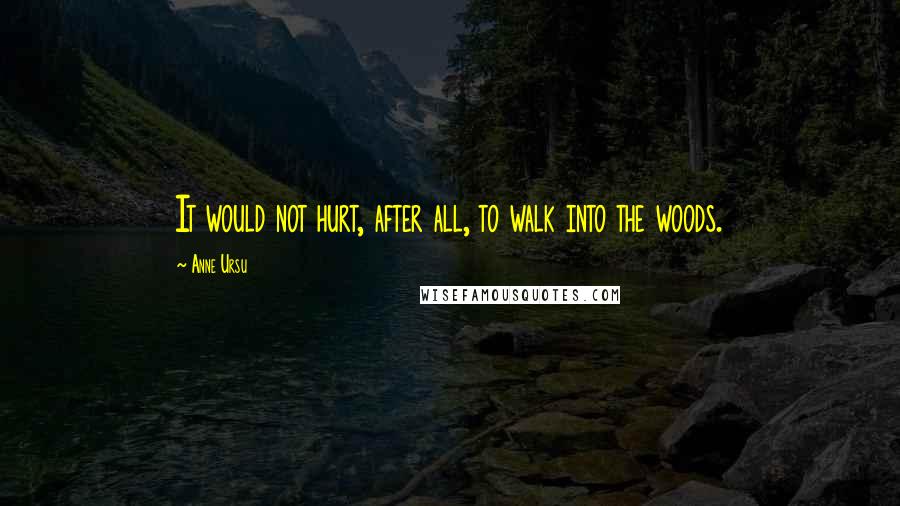 Anne Ursu Quotes: It would not hurt, after all, to walk into the woods.