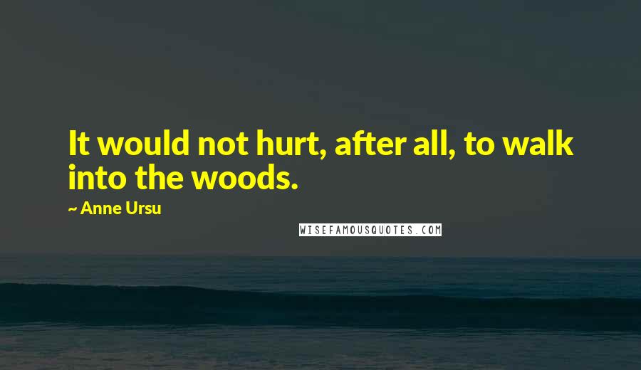 Anne Ursu Quotes: It would not hurt, after all, to walk into the woods.