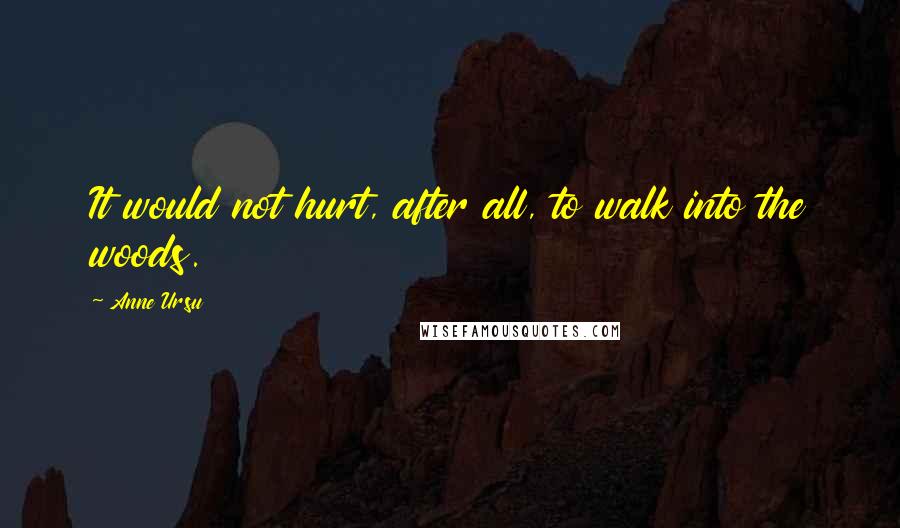 Anne Ursu Quotes: It would not hurt, after all, to walk into the woods.