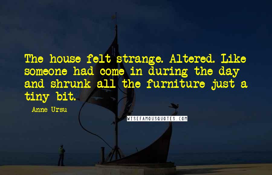 Anne Ursu Quotes: The house felt strange. Altered. Like someone had come in during the day and shrunk all the furniture just a tiny bit.