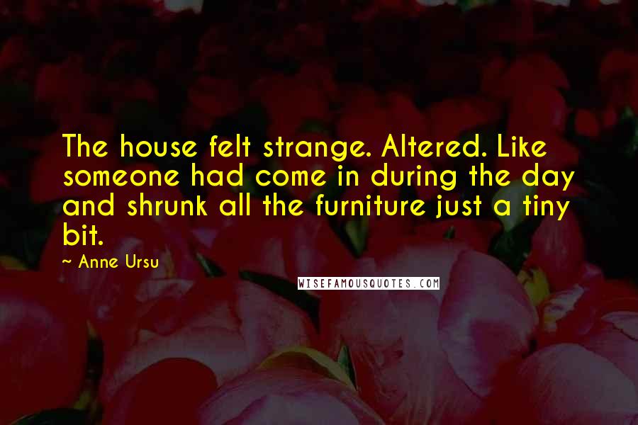 Anne Ursu Quotes: The house felt strange. Altered. Like someone had come in during the day and shrunk all the furniture just a tiny bit.