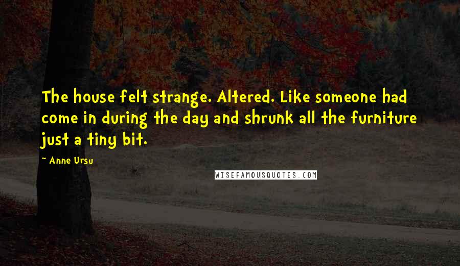 Anne Ursu Quotes: The house felt strange. Altered. Like someone had come in during the day and shrunk all the furniture just a tiny bit.