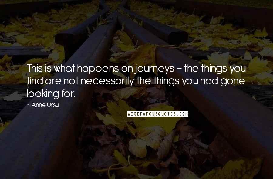 Anne Ursu Quotes: This is what happens on journeys - the things you find are not necessarily the things you had gone looking for.