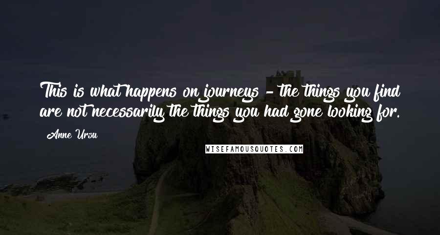 Anne Ursu Quotes: This is what happens on journeys - the things you find are not necessarily the things you had gone looking for.