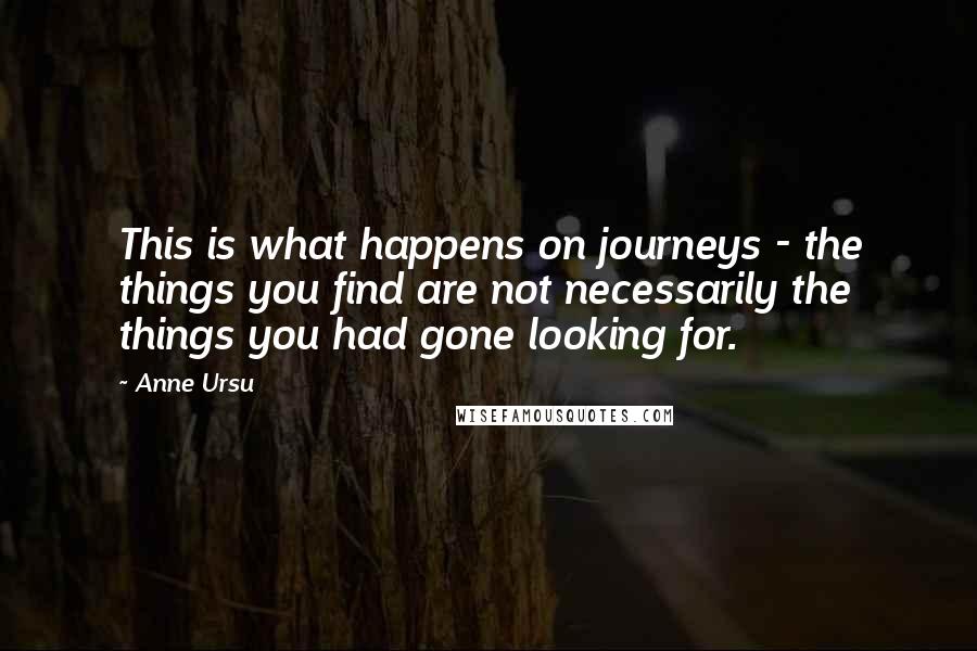 Anne Ursu Quotes: This is what happens on journeys - the things you find are not necessarily the things you had gone looking for.