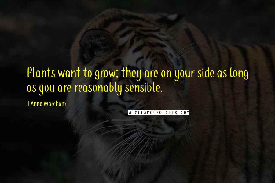 Anne Wareham Quotes: Plants want to grow; they are on your side as long as you are reasonably sensible.