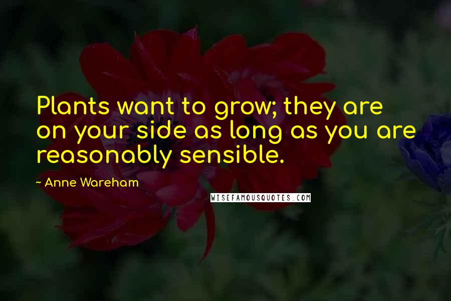Anne Wareham Quotes: Plants want to grow; they are on your side as long as you are reasonably sensible.