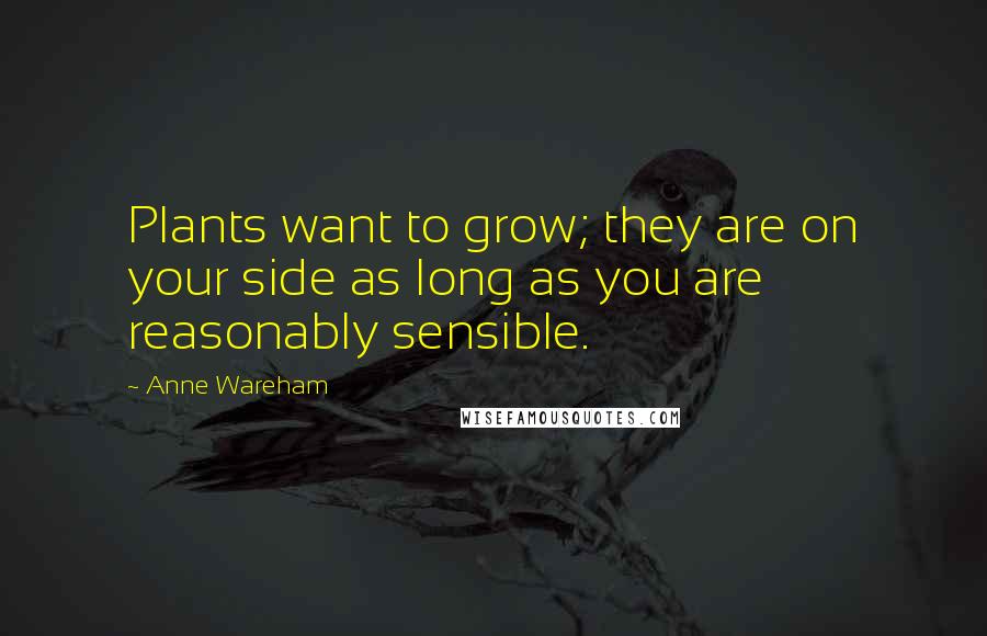Anne Wareham Quotes: Plants want to grow; they are on your side as long as you are reasonably sensible.