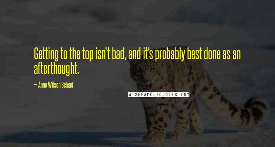 Anne Wilson Schaef Quotes: Getting to the top isn't bad, and it's probably best done as an afterthought.