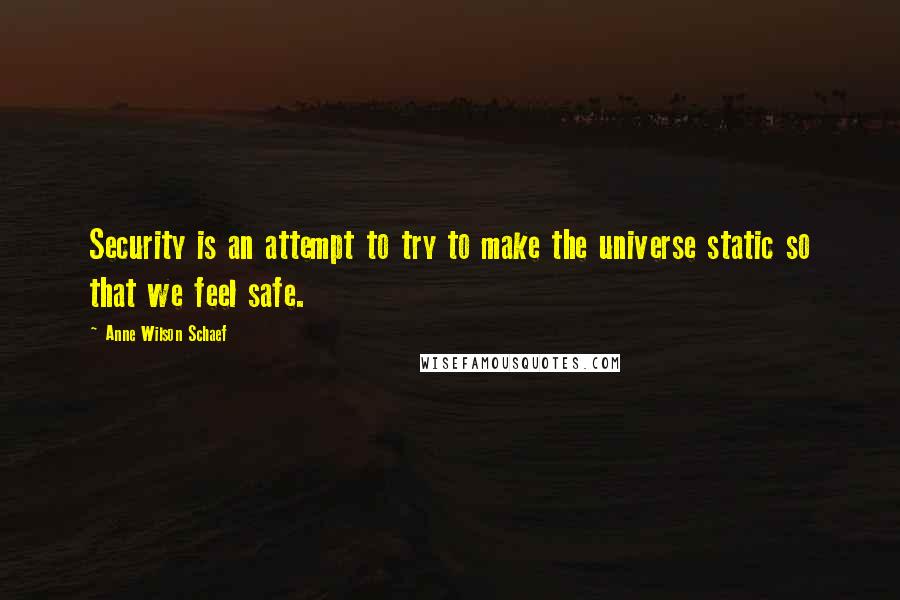 Anne Wilson Schaef Quotes: Security is an attempt to try to make the universe static so that we feel safe.