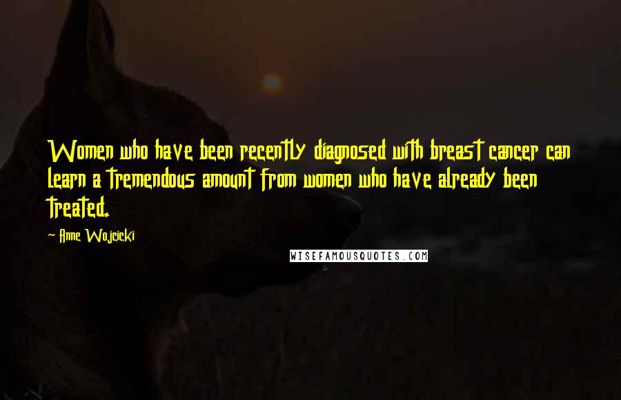 Anne Wojcicki Quotes: Women who have been recently diagnosed with breast cancer can learn a tremendous amount from women who have already been treated.