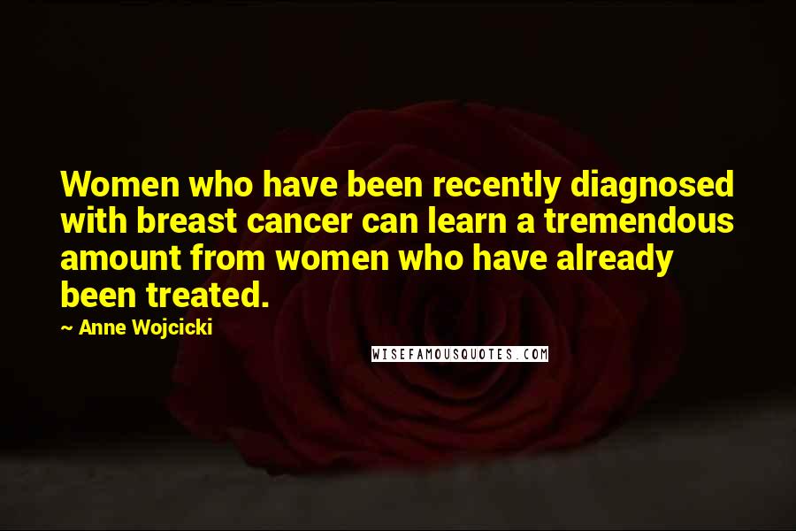 Anne Wojcicki Quotes: Women who have been recently diagnosed with breast cancer can learn a tremendous amount from women who have already been treated.