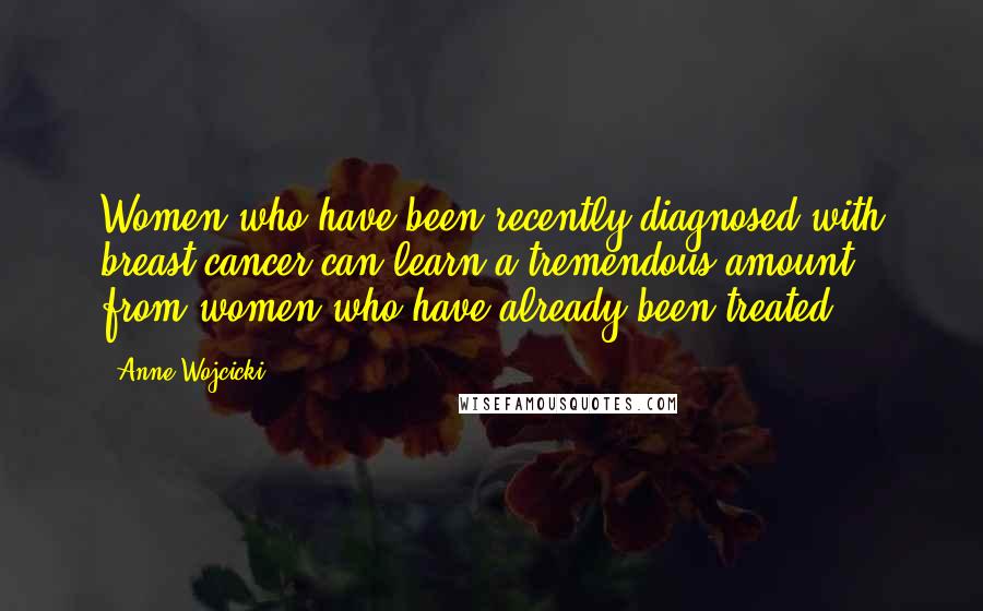 Anne Wojcicki Quotes: Women who have been recently diagnosed with breast cancer can learn a tremendous amount from women who have already been treated.