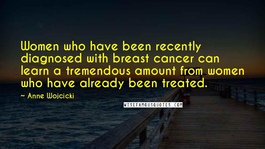Anne Wojcicki Quotes: Women who have been recently diagnosed with breast cancer can learn a tremendous amount from women who have already been treated.