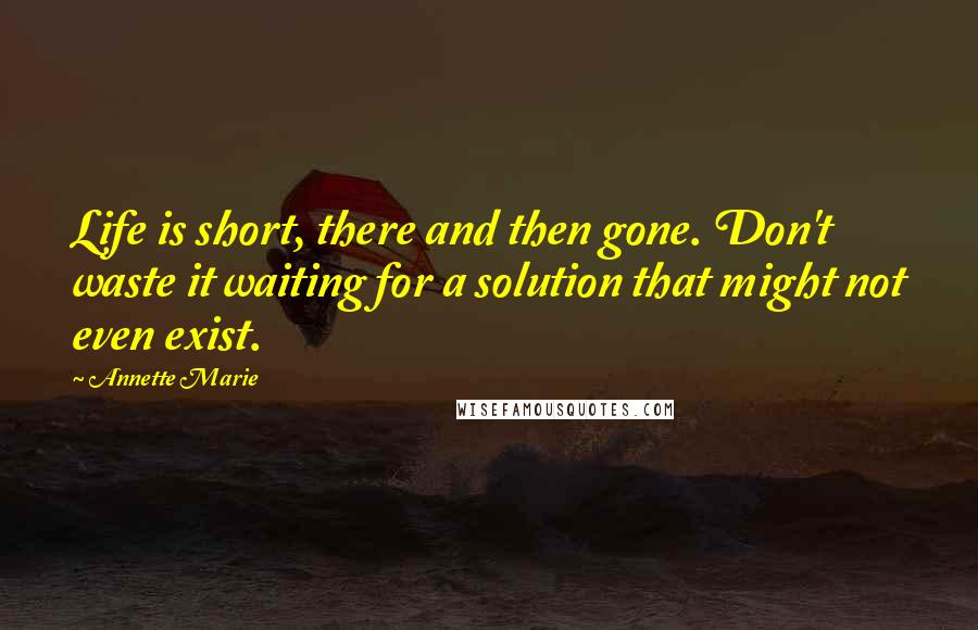 Annette Marie Quotes: Life is short, there and then gone. Don't waste it waiting for a solution that might not even exist.