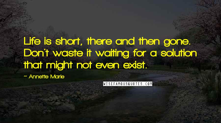 Annette Marie Quotes: Life is short, there and then gone. Don't waste it waiting for a solution that might not even exist.