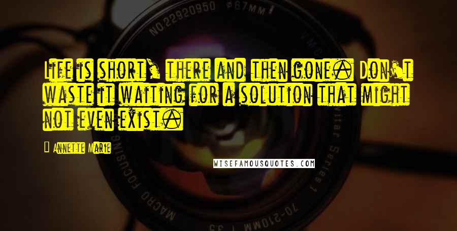 Annette Marie Quotes: Life is short, there and then gone. Don't waste it waiting for a solution that might not even exist.
