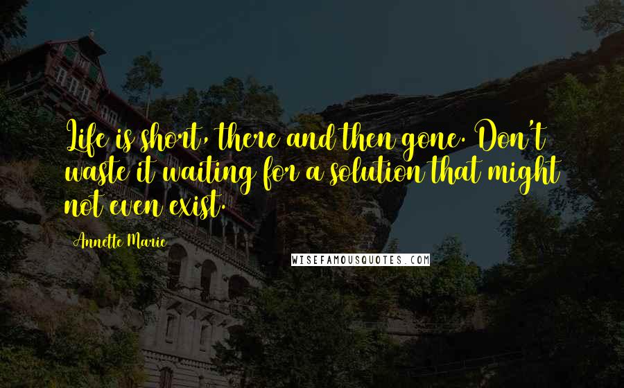 Annette Marie Quotes: Life is short, there and then gone. Don't waste it waiting for a solution that might not even exist.