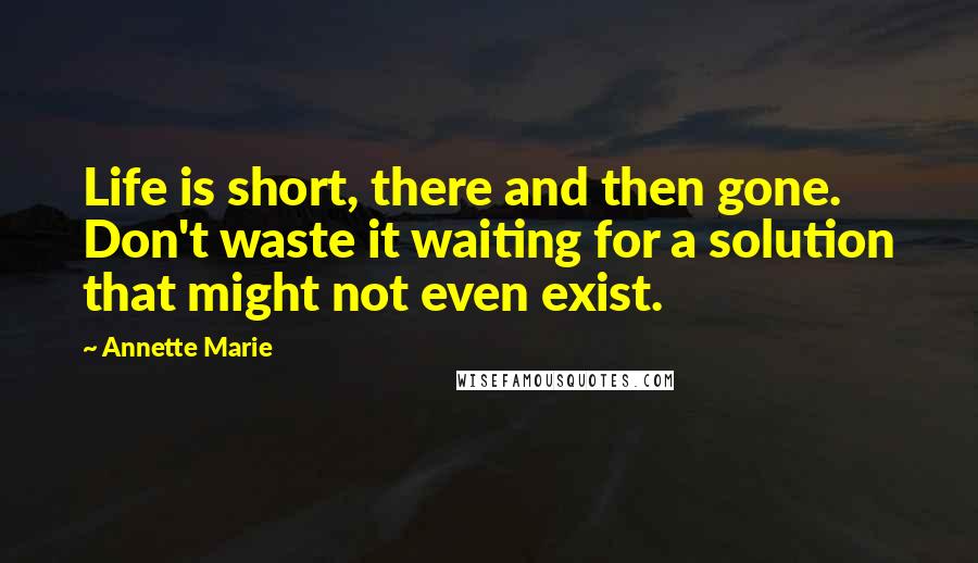 Annette Marie Quotes: Life is short, there and then gone. Don't waste it waiting for a solution that might not even exist.
