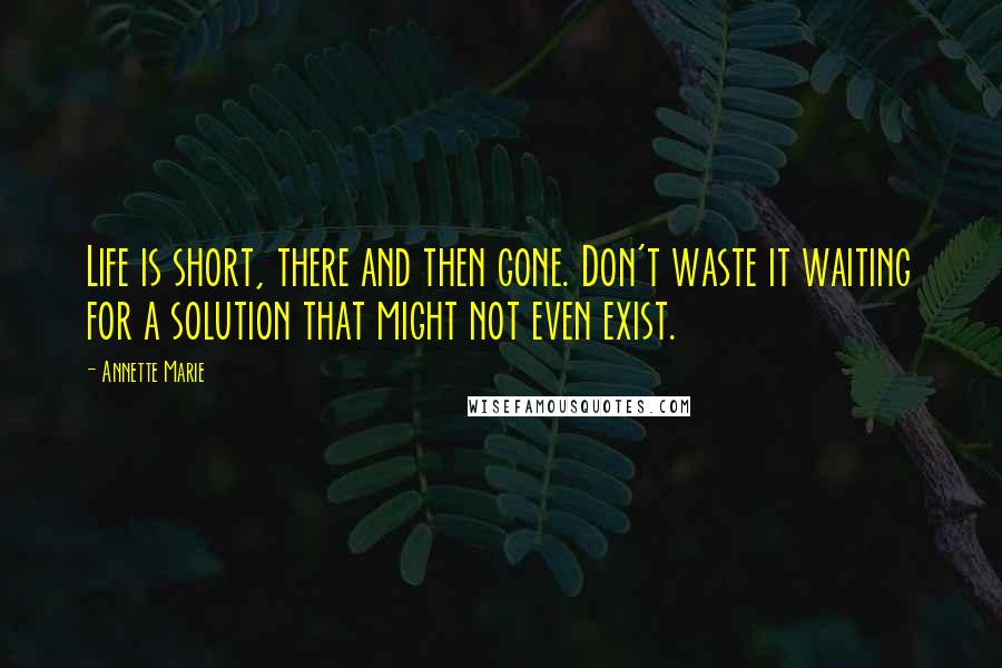 Annette Marie Quotes: Life is short, there and then gone. Don't waste it waiting for a solution that might not even exist.