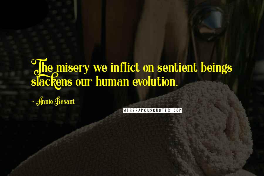 Annie Besant Quotes: The misery we inflict on sentient beings slackens our human evolution.