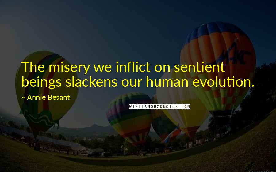 Annie Besant Quotes: The misery we inflict on sentient beings slackens our human evolution.