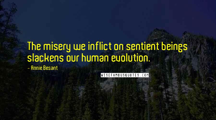 Annie Besant Quotes: The misery we inflict on sentient beings slackens our human evolution.