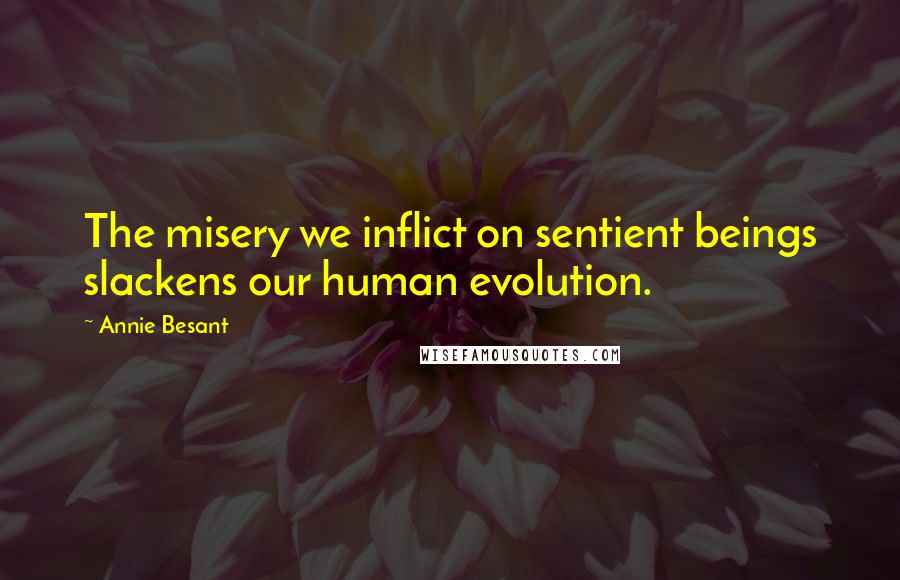 Annie Besant Quotes: The misery we inflict on sentient beings slackens our human evolution.