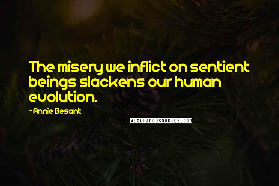 Annie Besant Quotes: The misery we inflict on sentient beings slackens our human evolution.