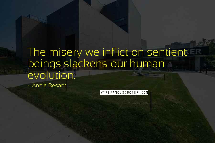 Annie Besant Quotes: The misery we inflict on sentient beings slackens our human evolution.