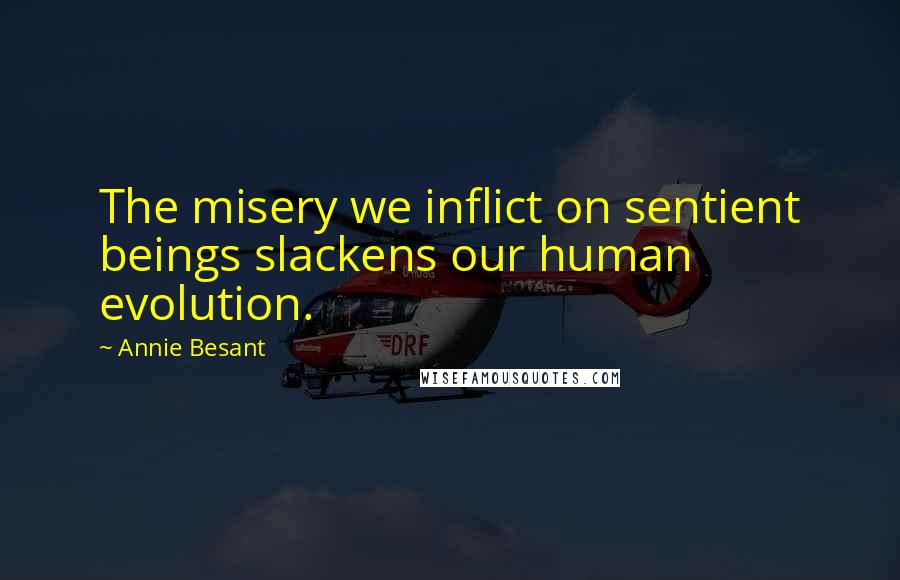 Annie Besant Quotes: The misery we inflict on sentient beings slackens our human evolution.